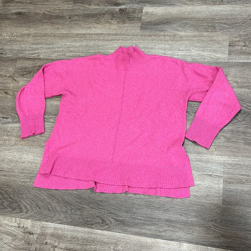 Tahari Pink Long Sleeve Pullover Mockneck Sweater Size Large